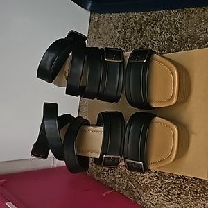 Leather strap edgey wedge